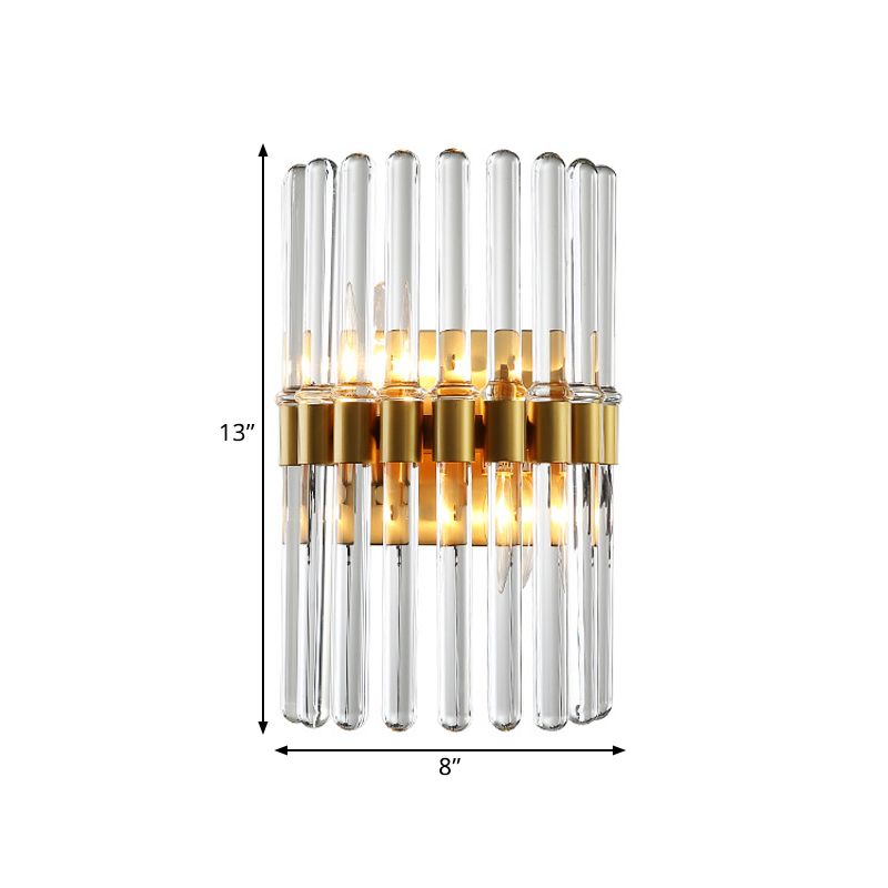 Tube transparent Crystal Cylindre Flush Mount moderne 2 lumières Moup de chevet