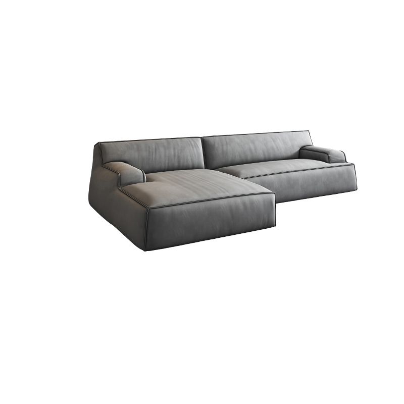 Recessed Arm Modular/Stationary Furniture Sectionals in Grey
