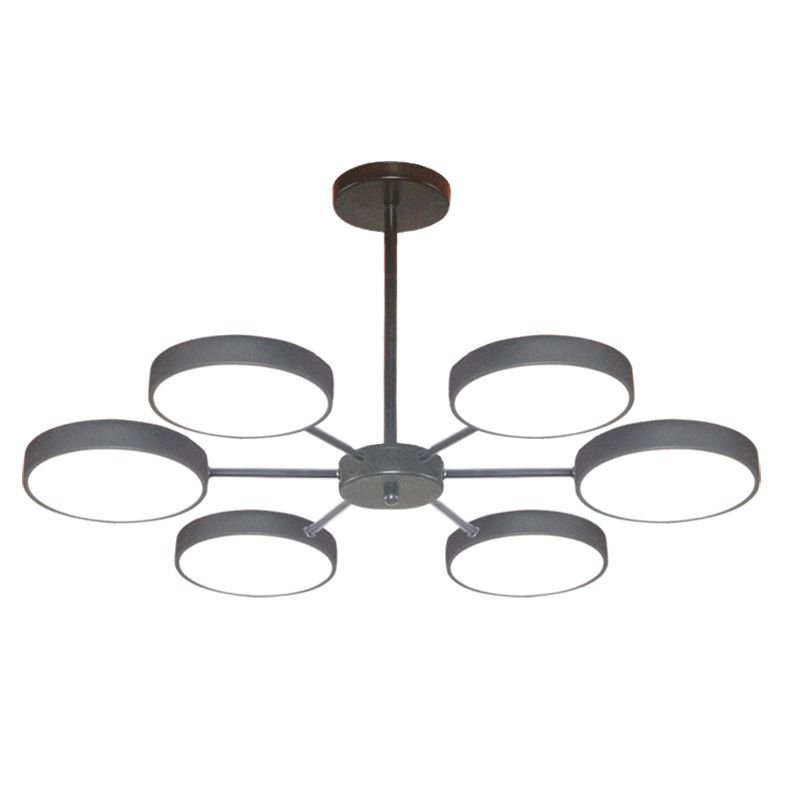 Modern Metal Chandelier Light Fixtures Round Multi-Head Suspension Pendant Lamps