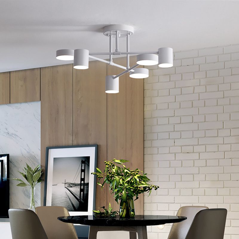 Luci cilindriche del lampadario cilindrico in metallo moderno a 6 luci a pendente