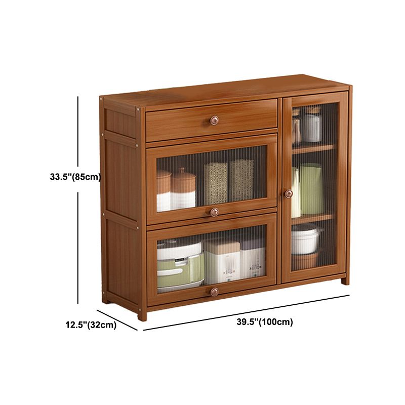 Modern Rectangle Accent Cabinet Brown Wood Knobs Side Cabinet with Doors