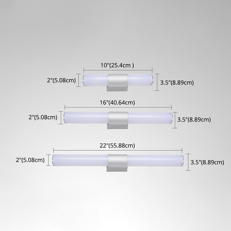 Éclairage mural contemporain en acrylique argenté Éclairage mural linéaire à 1 lumière pour salle de bain