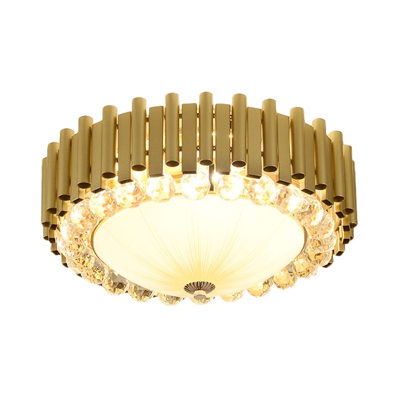 Sfere Crystal Dome Flushmonte Lighting Moderno 6 - Testa Soffitto Montato Fixture in Brass per Bedroom