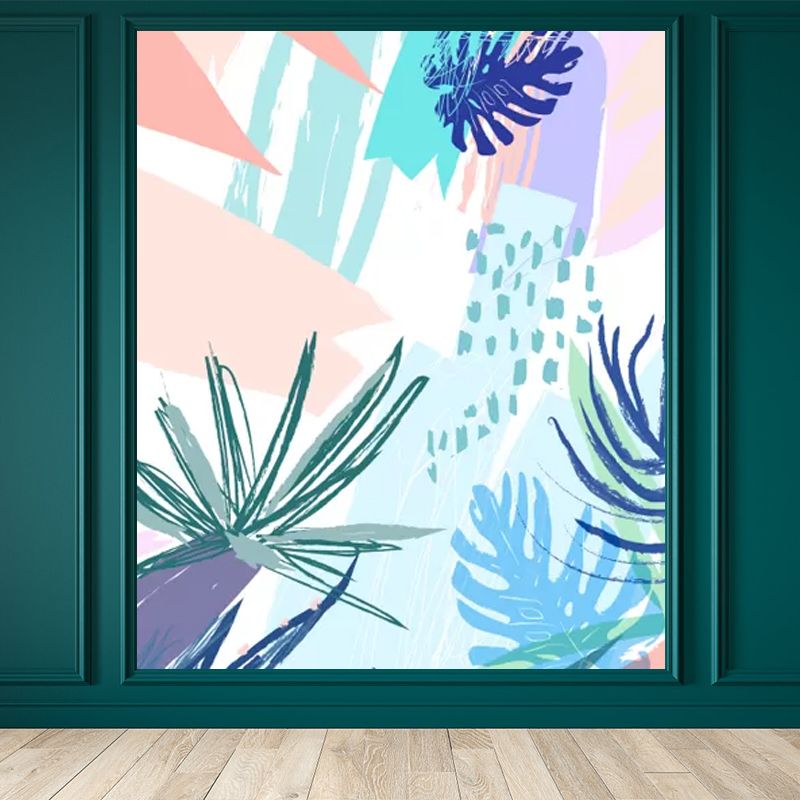 Stain-Proof Leaves Wall Mural Tropical Non-Woven Fabric Wall Art, Made to Measure