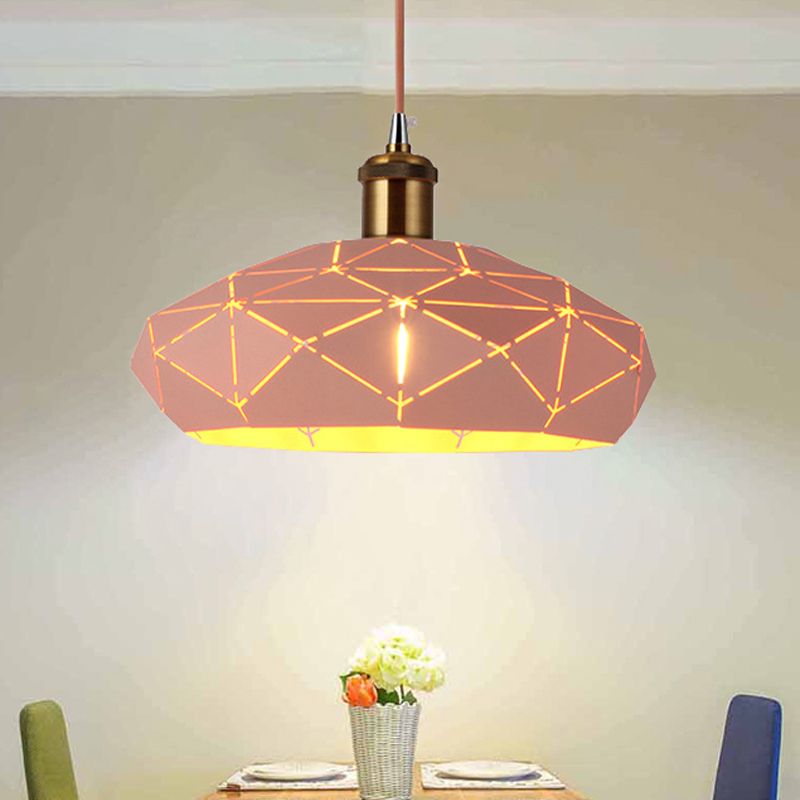 Macaron Facet Cap Shape Hanging Light Metal 1 Head Pendant Light for Kindergarten