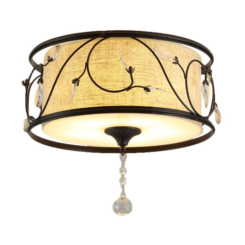 Ijzer Zwart/Goud Plafondlamp 16"/19,5" Dia Drumvorm 4/5 Lichten Vintage Inbouwverlichting