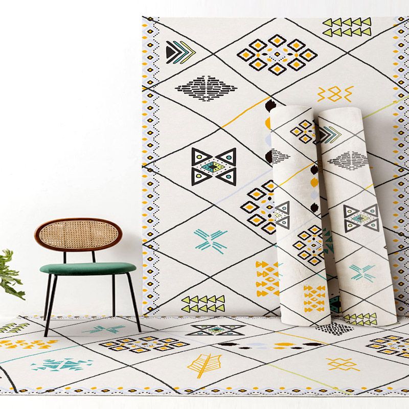 Multicolor Boho Intérieur Rapis Polyester Symboles tribaux Tapis Tache Risqueur intérieur résistant pour le salon