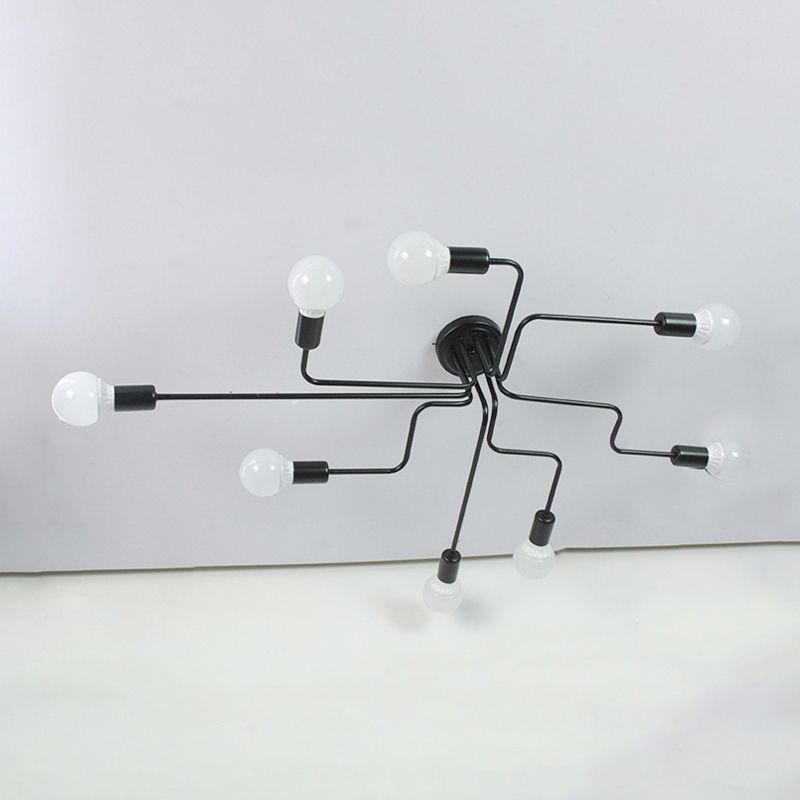 Lámpara de metal Delgada Semi-Vaciado de Luz Lámpara de techo de Loft de Luz en Negro