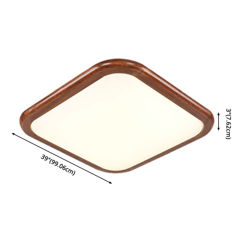 Lampada da soffitto a LED marrone stile nordico con montaggio a incasso geometrico in legno massello per camera da letto