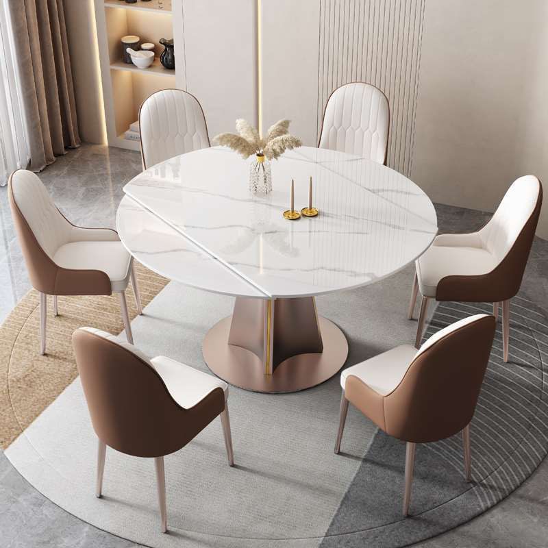 Metal Pedestal Dining Table Extendable Dining Table for Kitchen