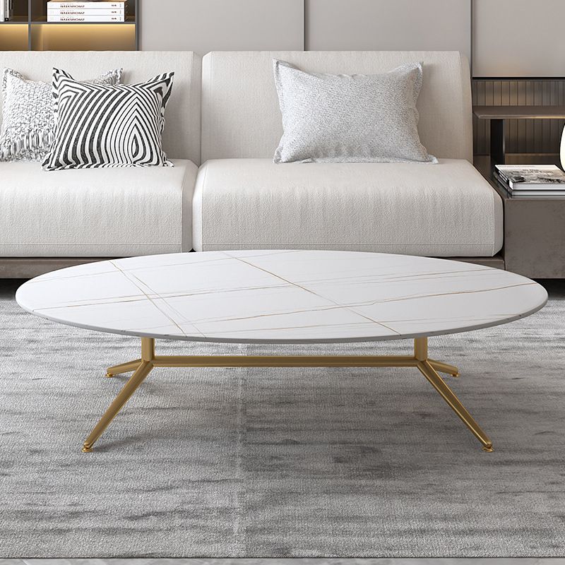 Black/White Slate Oval/Round Coffee Table Modern Trestle Coffee Table