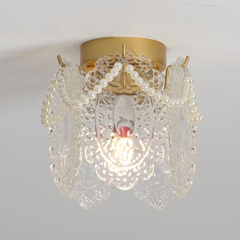 Modern Flush Mount Light Simple Flush Mount Ceiling Light Fixture with Glass Shade