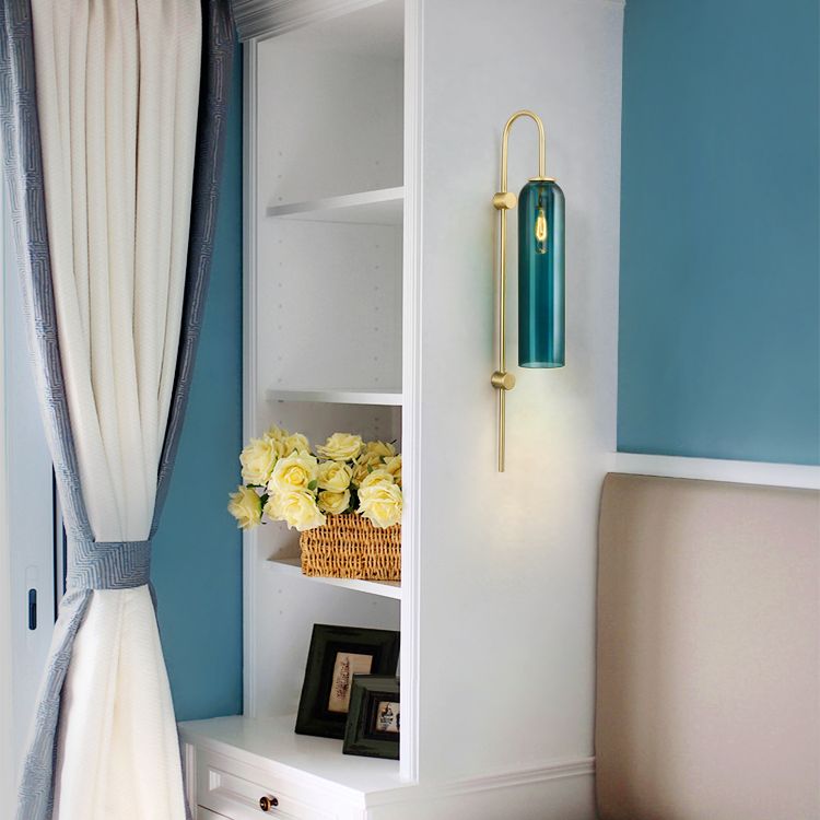 Gooseneck Wall Lighting Fixture Modern Style Glass Wall Light Sconce for Living Room