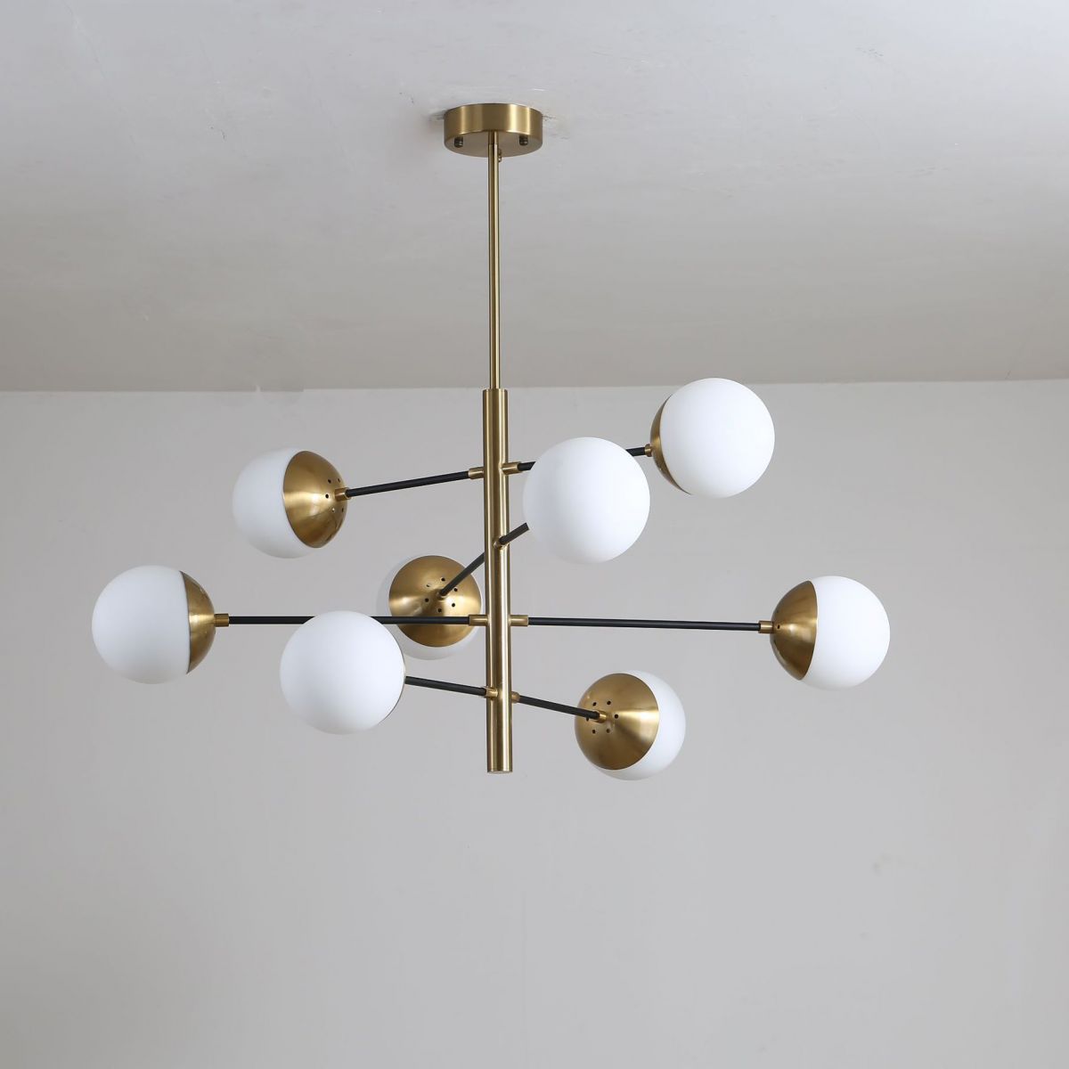 Living Room Chandelier Pendant Light Modern Chandelier Light Fixture with Starburst Glass Shade
