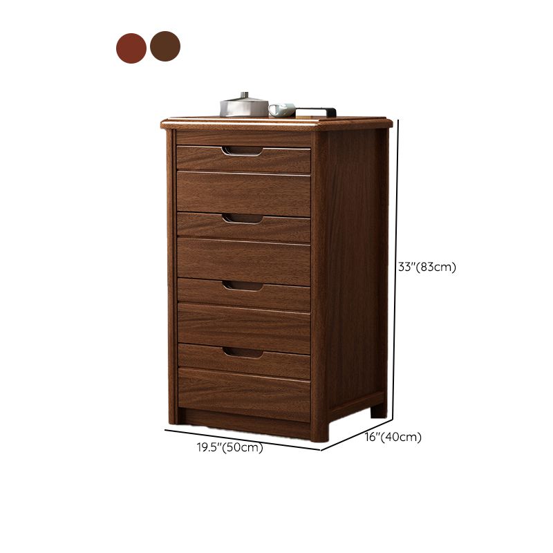 Contemporary Wooden Storage Chest Vertical Chest in Brown with Drawers