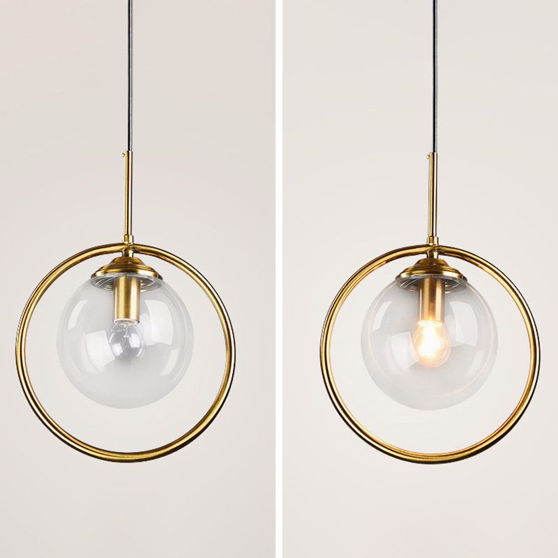 Glasbronze -Anhänger Licht im modernen Luxusstil Iron Globe Hanging Lampe für Innenräume