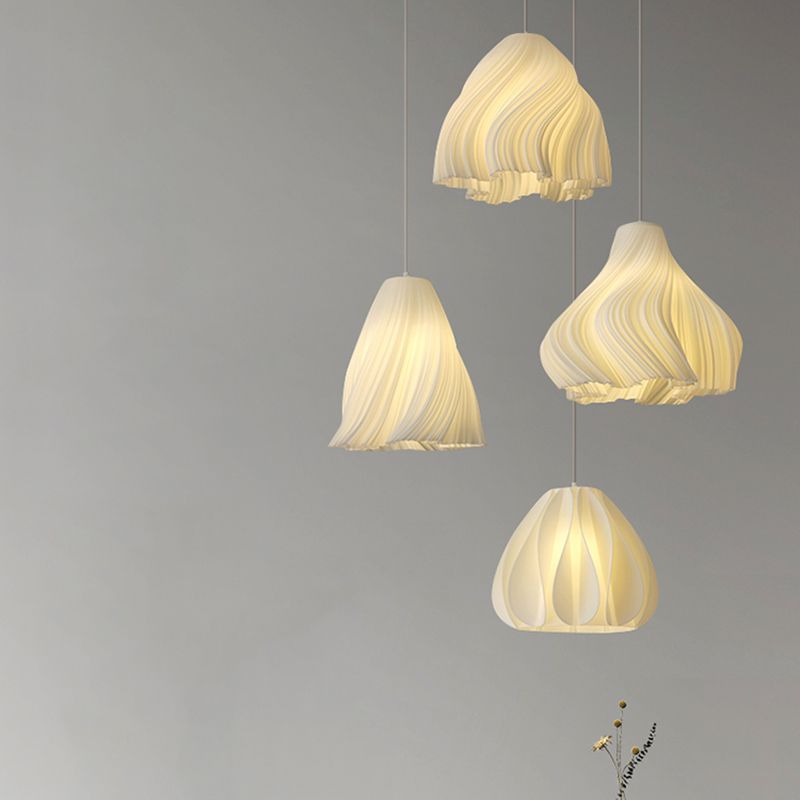 Luminaire de pendentif floral blanc lampe de suspension en plastique à 1 lumière minimaliste