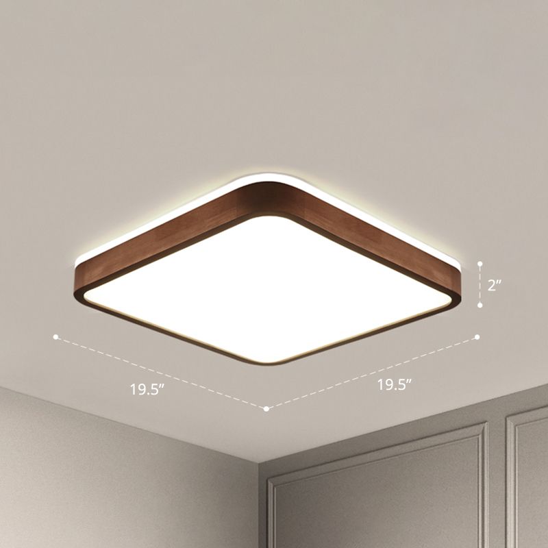 Bruine geometrische inbouwplafondlamp Minimalistische LED houten inbouwverlichting voor slaapkamer