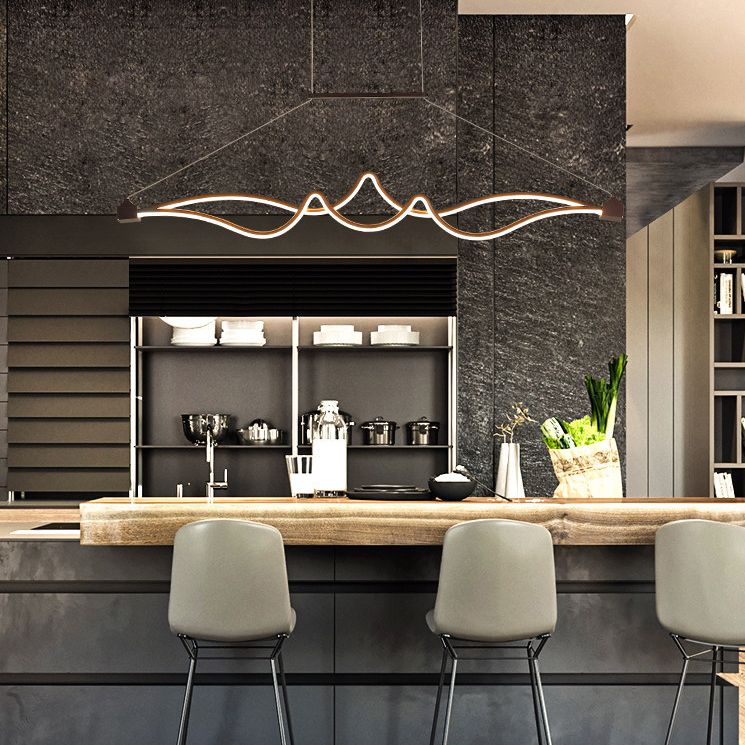 Luce dell'isola a led lineare espresso in moderna luce a sospensione in alluminio in stile conciso con ombra acrilica