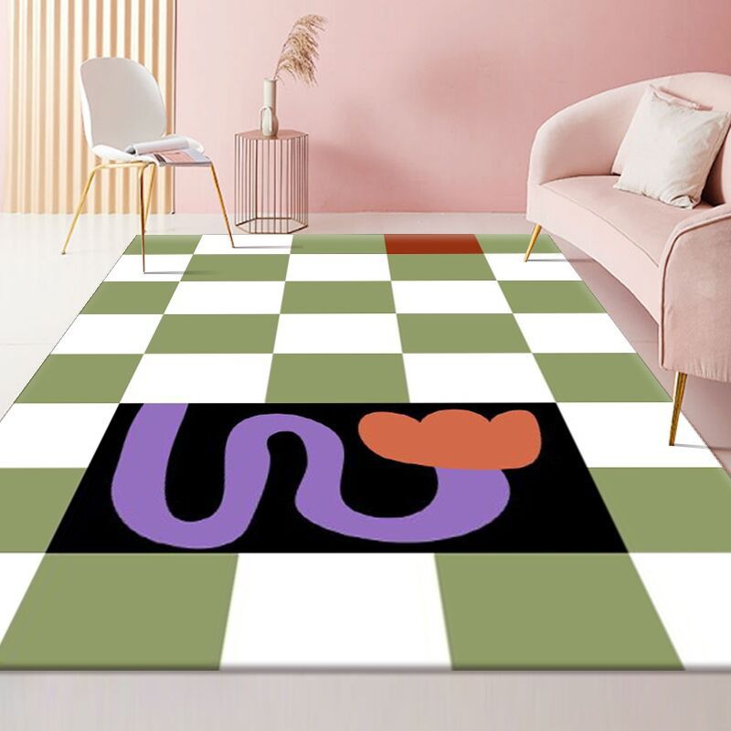 Lattice Pattern Rug Modern Style Rectangle Stain Resistant Shape Rug for Home Decor