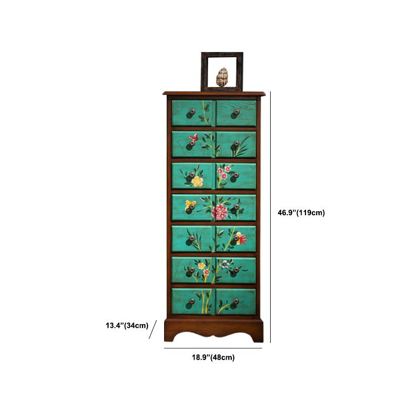 Coastal Wood Lingerie Chest Vertical Storage Chest for Bedroom
