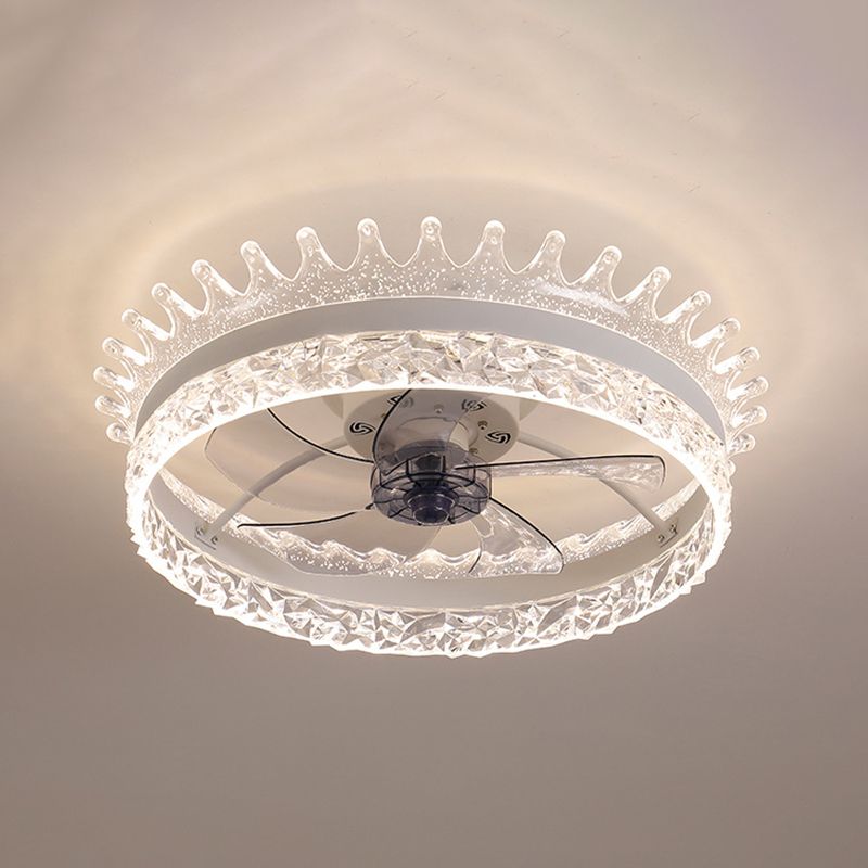 Minimalist LED Ceiling Fan Light Circular Semi Flush Ceiling Light with Acrylic Shade