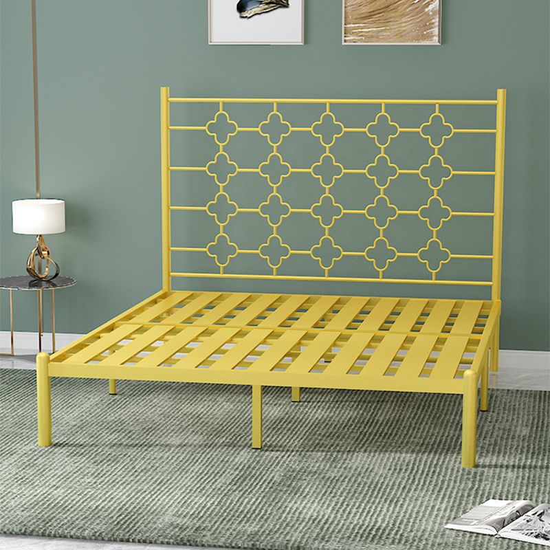 Metallic Open-Frame Bed Glam Standard Bed with Headboard, 49" Tall