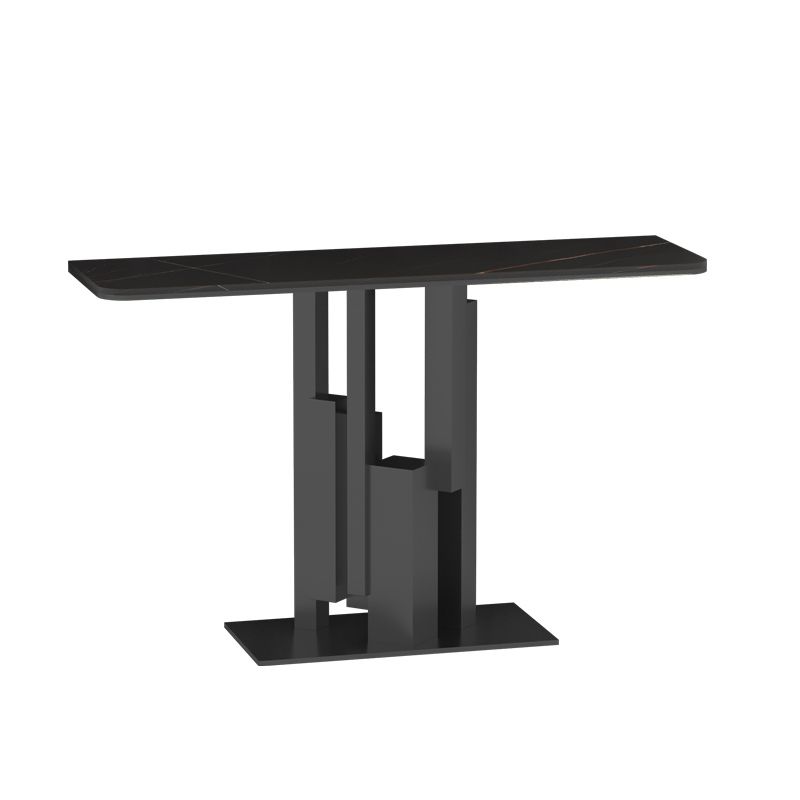 Modern Rectangle Stone Top Accent Tale with Iron Base for Hall