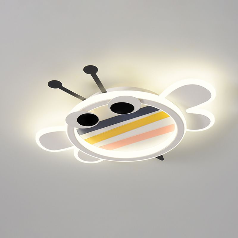 Plafonnier affleurant à abat-jour unique en métal, style enfant, luminaire multi-lumières