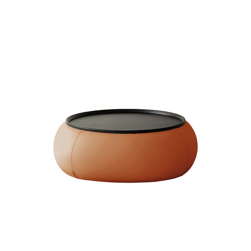 Modern Green/Orange/White Wood Round Pedestal Coffee Table with Storage