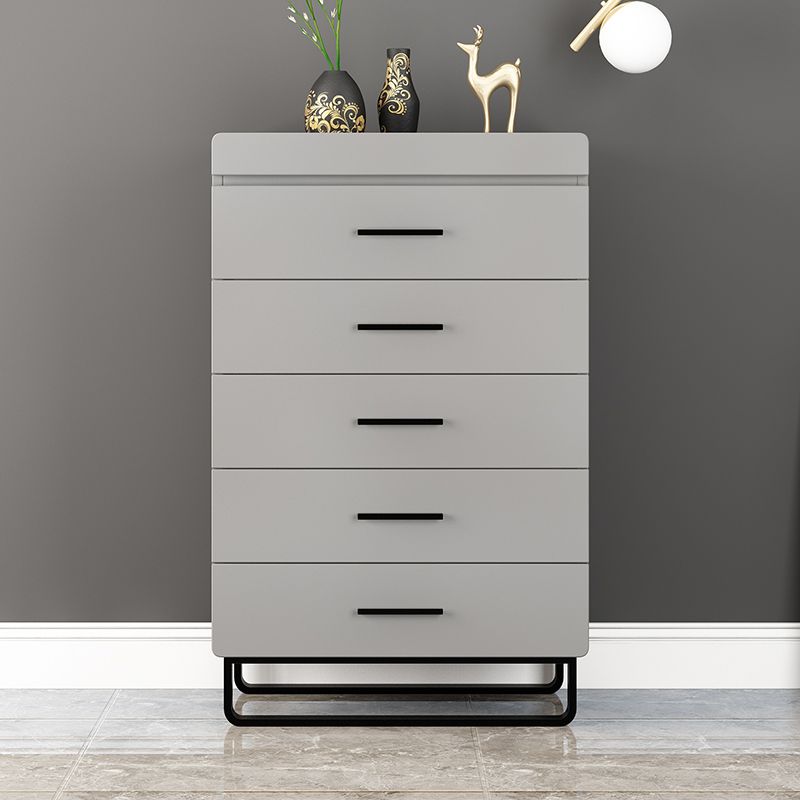 Contemporary Bedroom Storage Chest Engineered Wood Chest in Gray with Drawers