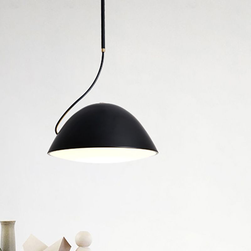 Luz de colgante colgante de domo negro/negro Metal contemporáneo 1 Luz de suspensión de luz para comedor
