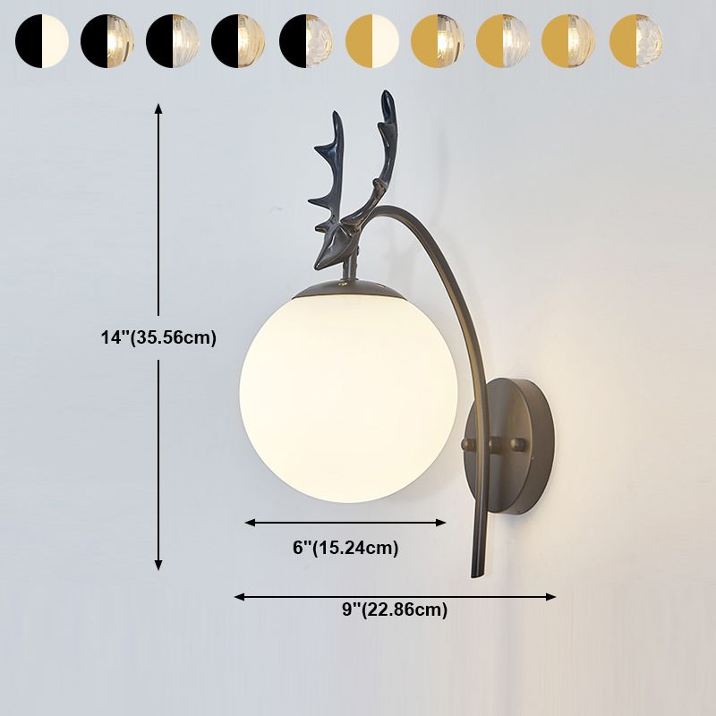 1 Light Spherical Wall Sconce Modern Style Glass Wall Lighting for Living Room