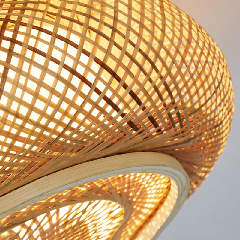 Lantaarn Semi Flush Mount Light Modernist Rattan Plafond Flush Mount voor slaapkamer