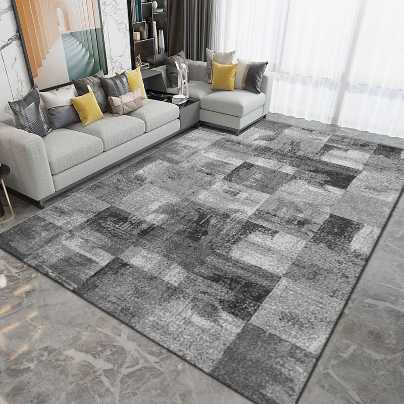 Black Modern Rug Polyester Pattern Indoor Rug Washable Rug for Living Room