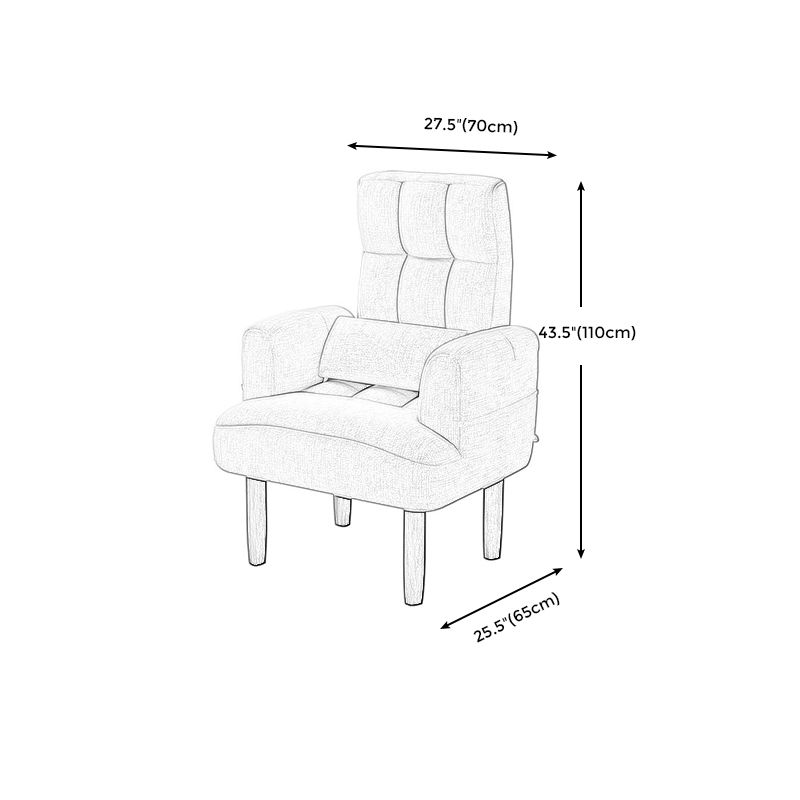 27.55"W Linen Square Arms Convertible Chair with Biscuit Back and Basic Four Legs