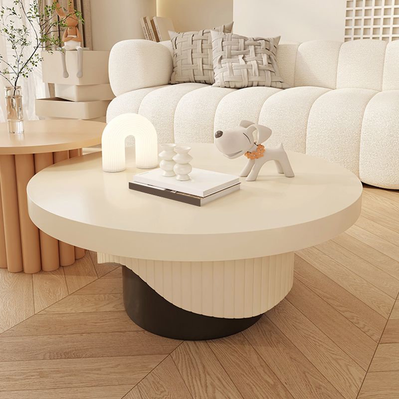 Contemporary Coffee Table Wooden Pedestal Round Coffee Cocktail Table