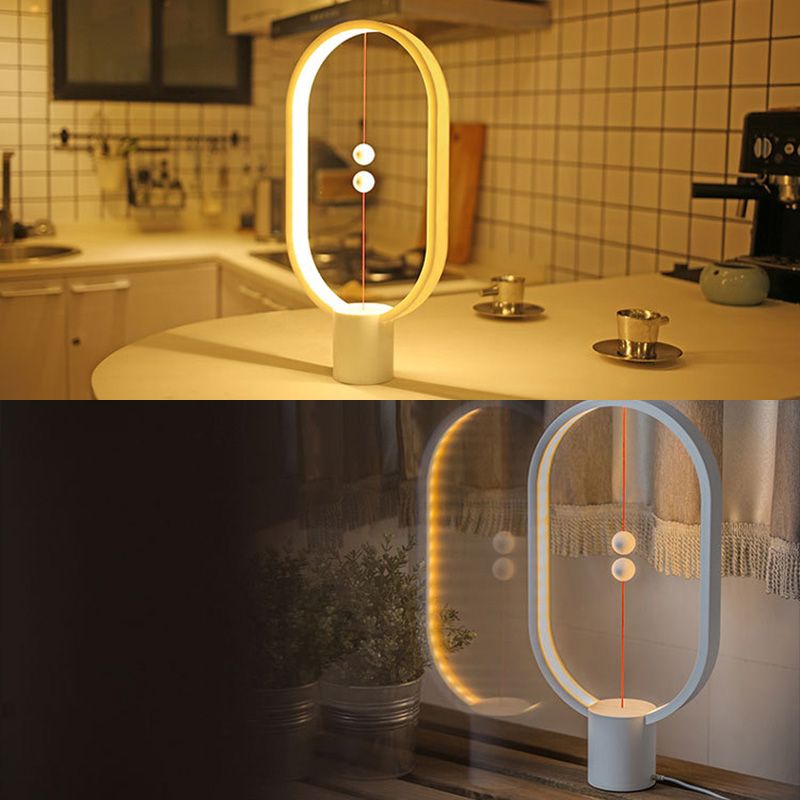 Circle LED Table Light Modern Minimalist Style Table Lamp with Plastic Shade for Living Room