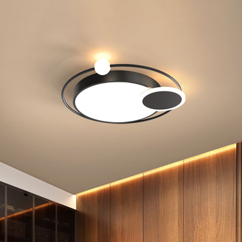 Round Ceiling Flush Mount Simple Acrylic Black/Gold LED Flush Light Fixture in Warm/White Light for Bedroom, 16.5"/20.5" W