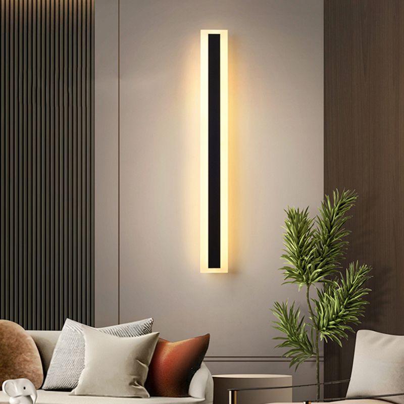 Forma lineal de metal apliques de pared estilo moderno 1 iluminación de montaje de pared de luz en negro