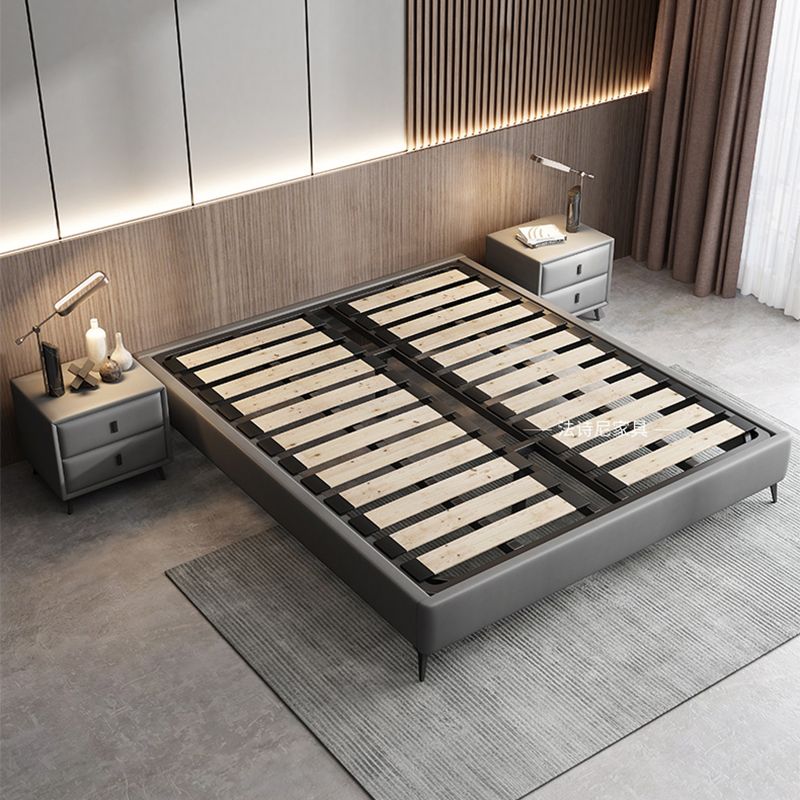 Modern Wood and Upholstered Platform Bed Frame Mattress Included Bed