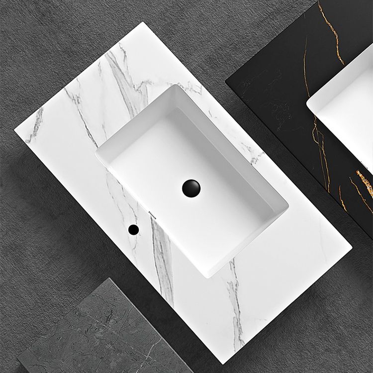 Modern Sink Vanity Solid Color Storage Shelves Wall Mount Bathroom Vanity Set