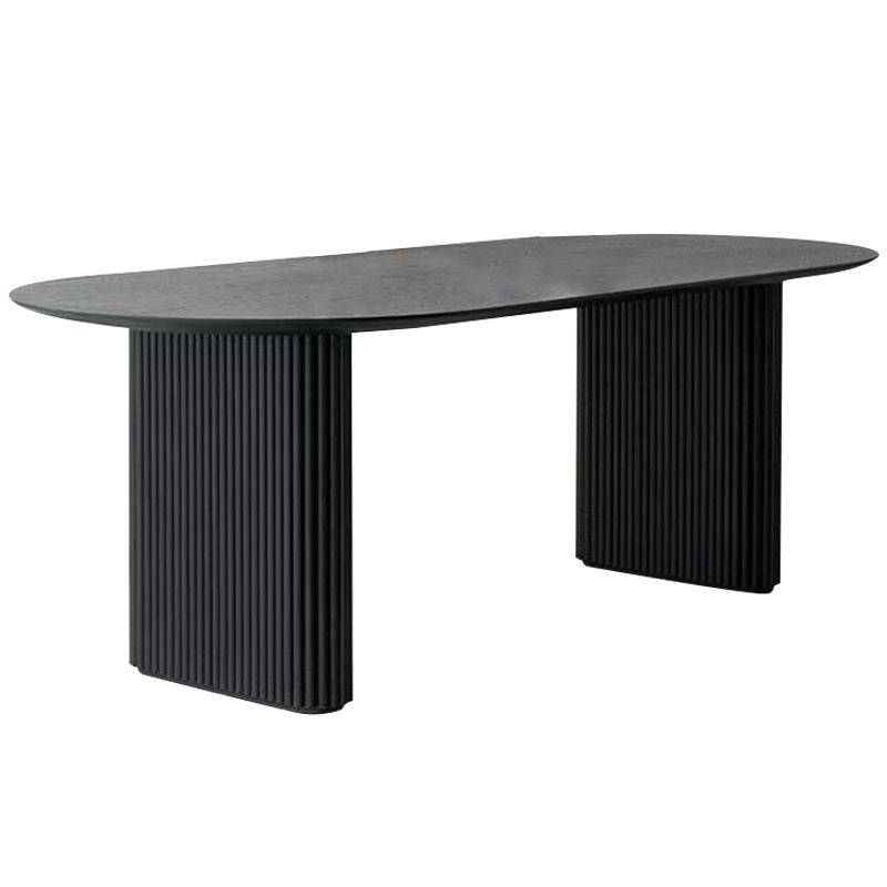 Simplicity Style Dinette Table Solid Wood Oval Dinner Table in Black
