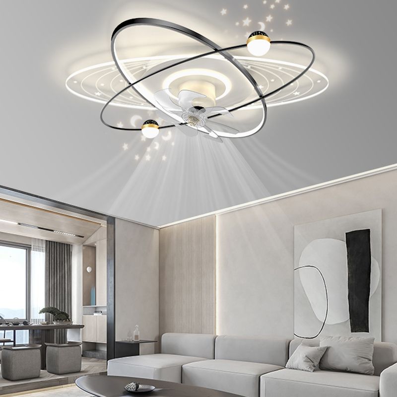 Geometric LED Ceiling Fan Iron and Acrylic Fan Light in Black / Gold