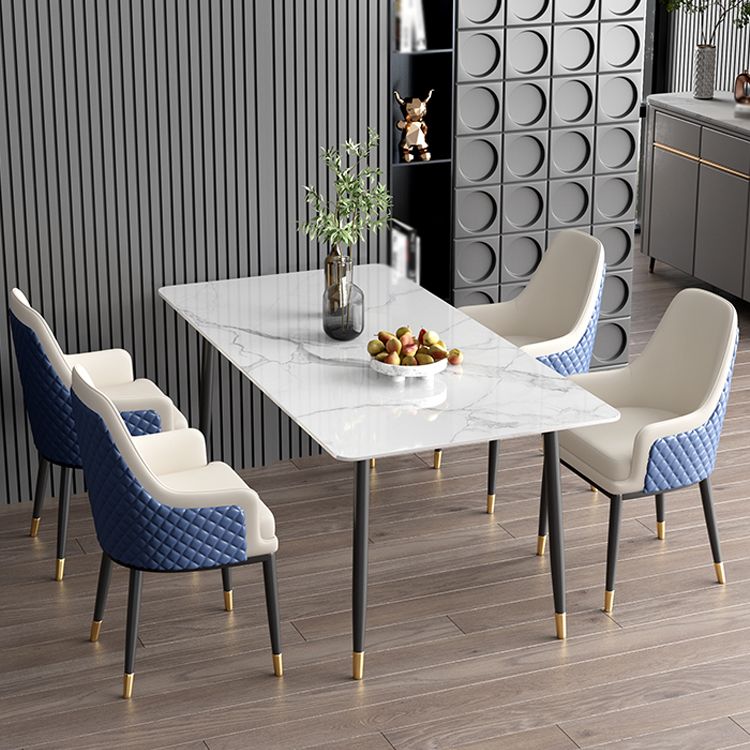 Nordic 1/2/5/7 Pieces Dining Set Sintered Stone Dining Table with Leather Chairs