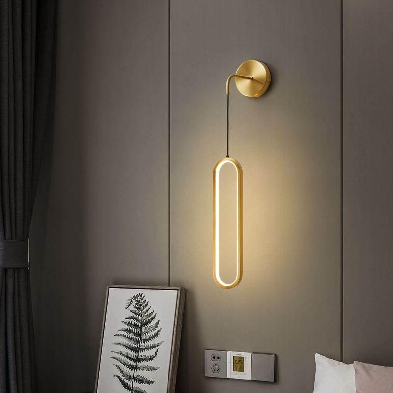 Oval Shade Metal Wall Sconce Modern 1 Light Wall Mount Lighting