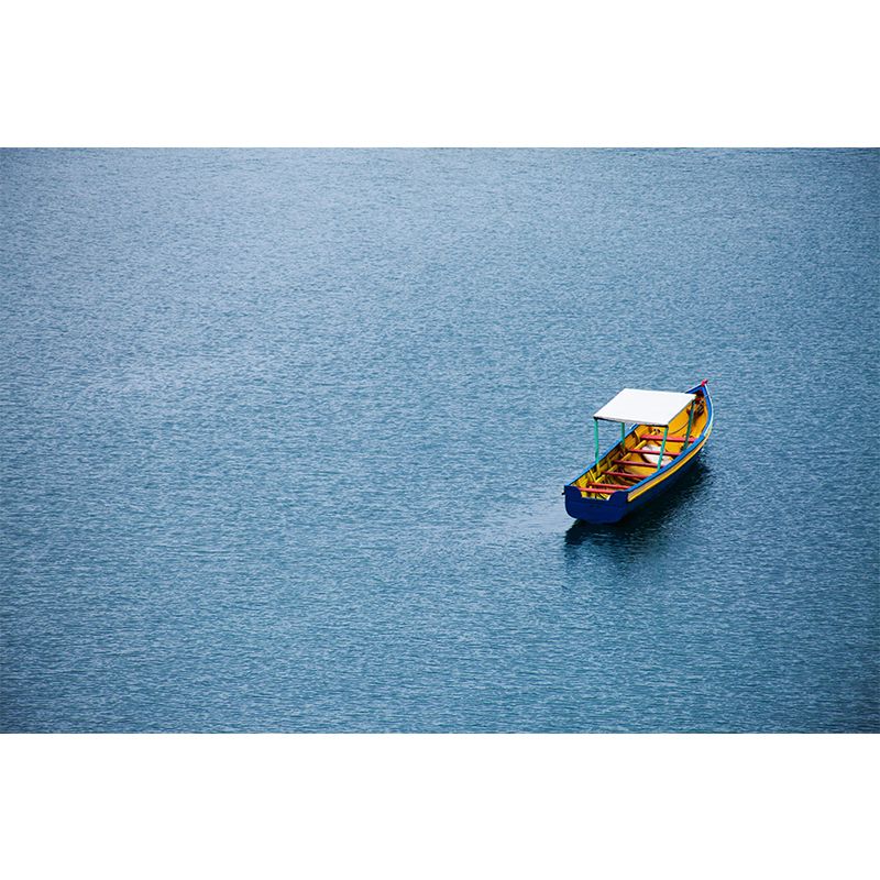 Mildew Resistant Mural with Sea and Boat Pattern Wallpaper for Home Decoration