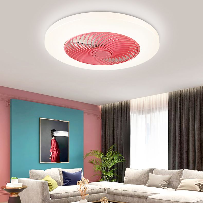 Modern Style Round Ceiling Fans Metal One Light Ceiling Light Fixture