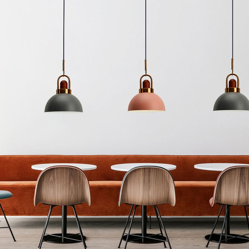 Schüsselform hängende Lampe Nordic Metal 1-Light Restaurant Deckenanhänger mit Lichtbogengriff