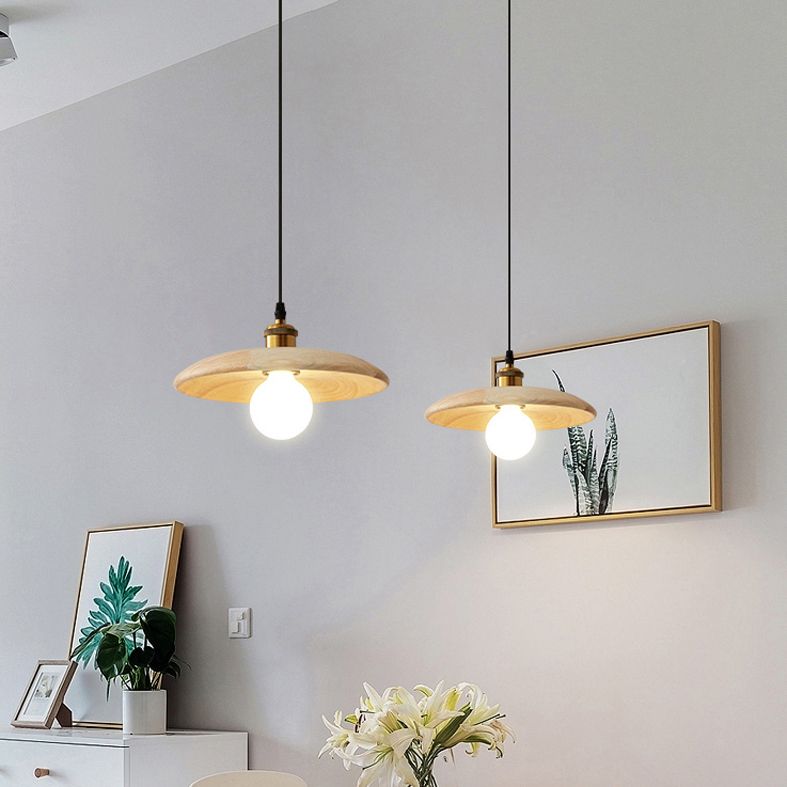 Pfanne hängende Leuchte moderne 1-Licht-Suspension Anhänger Licht mit Holz